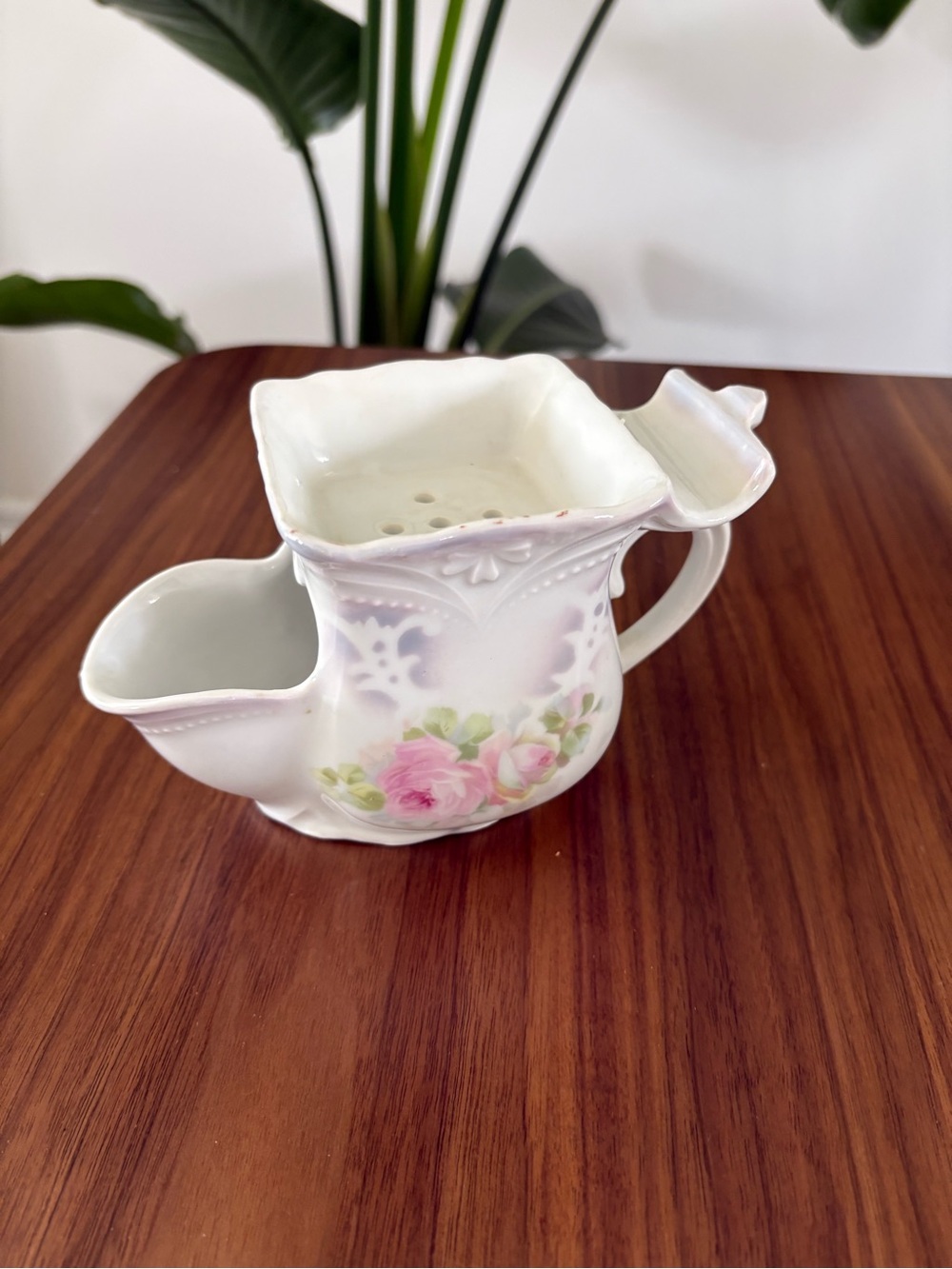 Large Porcelain Rose Floral Chamber Scuttle (shaving) Mug